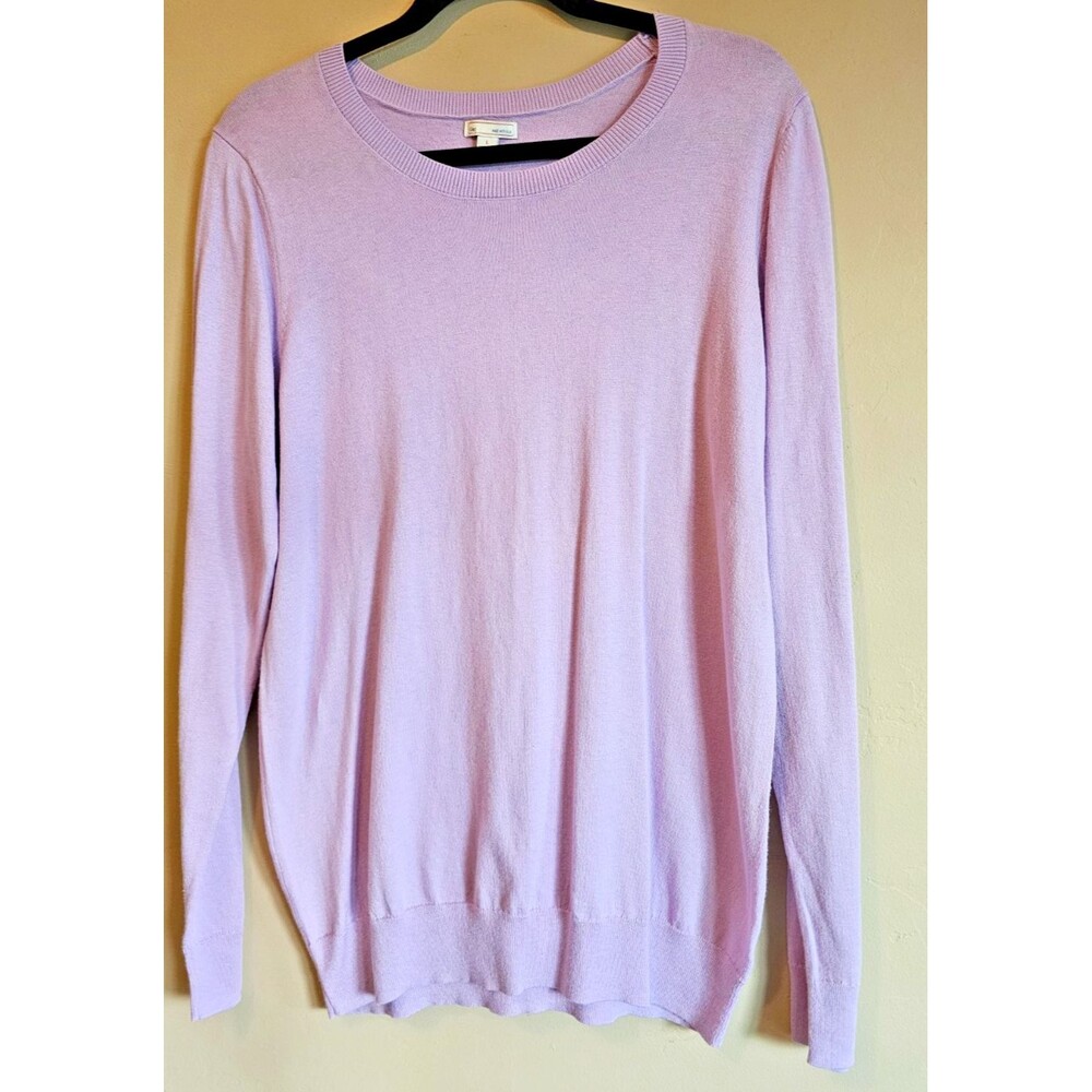 Gap Womens light purple Silk Blend V-Neck Pullover Sweater Size L Drop Shoulder